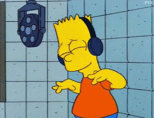 Bart Simpson si tancuje a má slúchadlá